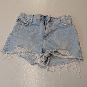 BDG Size 25 Light Wash Cut-Off Distressed Denim Shorts "Girlfriend High Rise"
